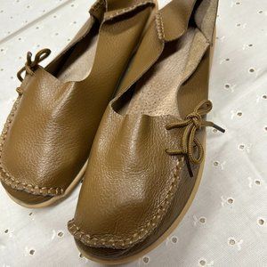 Socofy Tan Leather Moccasins